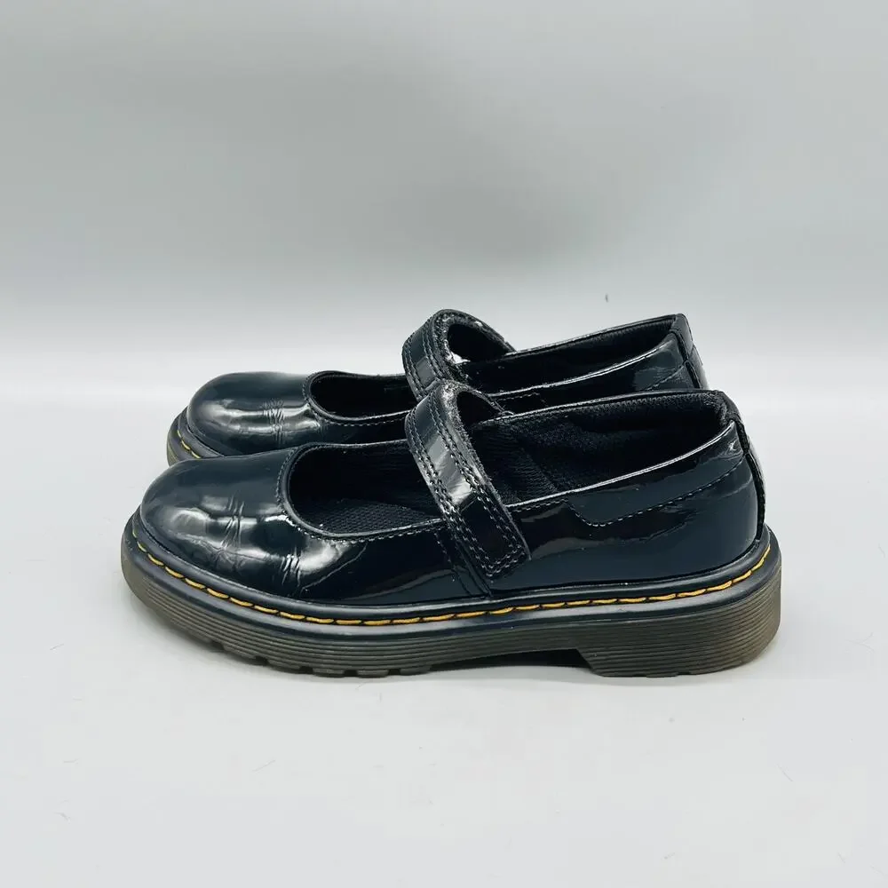 Dr Martens Shoes Girls 13 Black Patent MACCY Mary Jane Hook & Loop Dress School